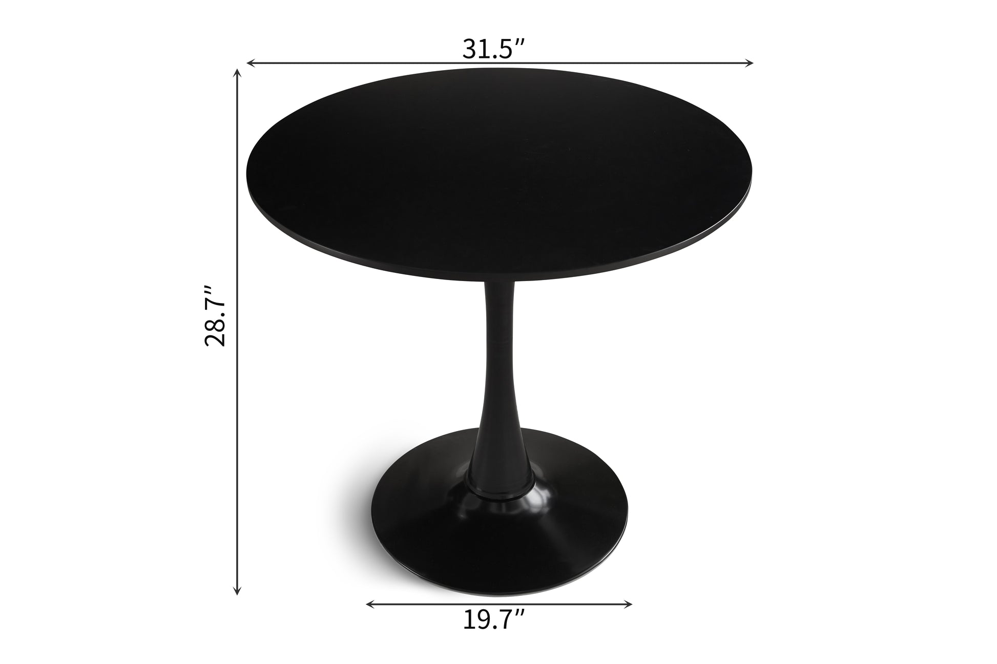 Round Dining Table Small Black Kitchen Table 31.5" In Tulip Design Modern Pedestal Table For Small Space Dining Room 2 To 4 Person Black Fiberboard