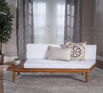 Hillcrest 2 Seater Sofa Left Side,White White Acacia Wood