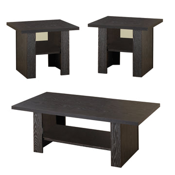 Bewildering Rich Black 3 Piece Occasional Table Set Black Particle Board