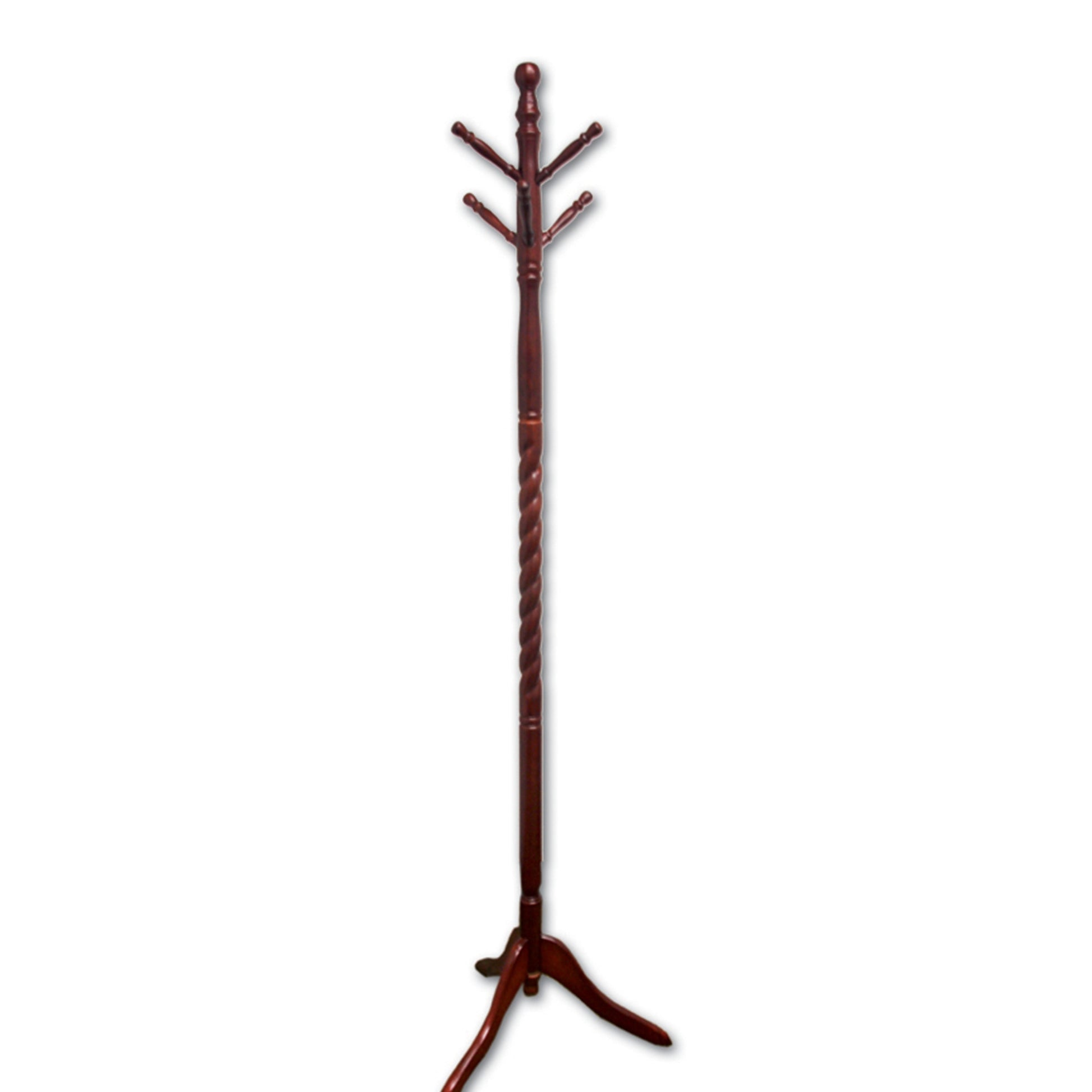 71.5" Tall Wooden Standing Coat Rack" Twist" With Cherry Finish Multicolor Wood