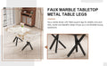 1 Table And 6 Chairs Set.A Rectangular Dining Table With A 0.39 Inch Imitation Marble Tabletop And Black Metal Legs.Paired With 6 Chairs With Pu Leather Seat Cushion And Black Metal Legs.F 1538,C 001 Black Gray Glass Metal