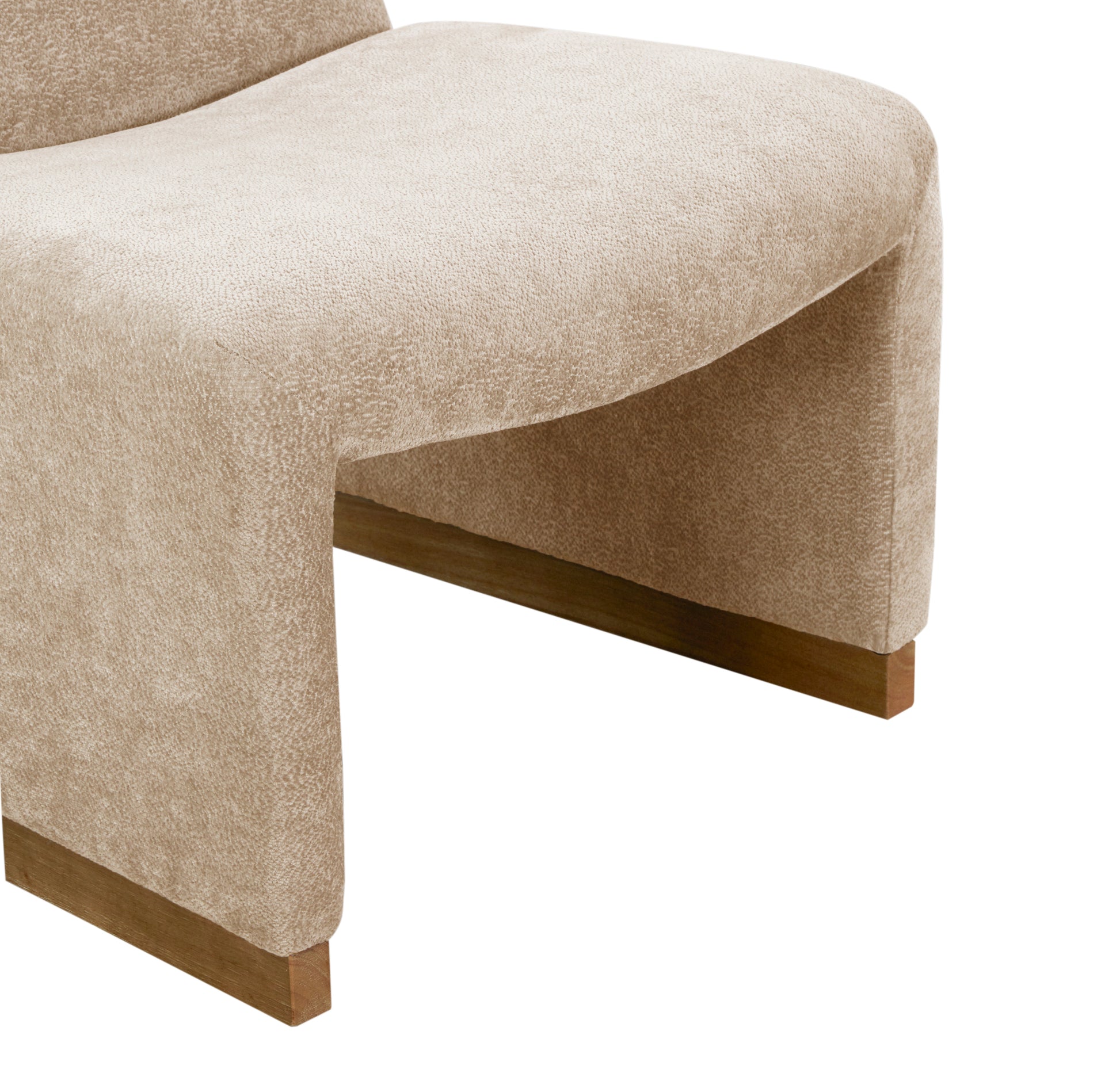 Comfy Accent Chair, Upholstered Slipper Chair, Armless Chair With Wood Legs And Soft Fabric For Living Room, Bedroom,Beige Beige Foam Wood Fabric