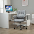 Vinsetto Microfiber Home Office Chair, Height Adjustable Button Tufted Computer Desk Chair With Swivel Wheels, Tilt Function And Padded Armrests, Light Gray Light Grey Steel
