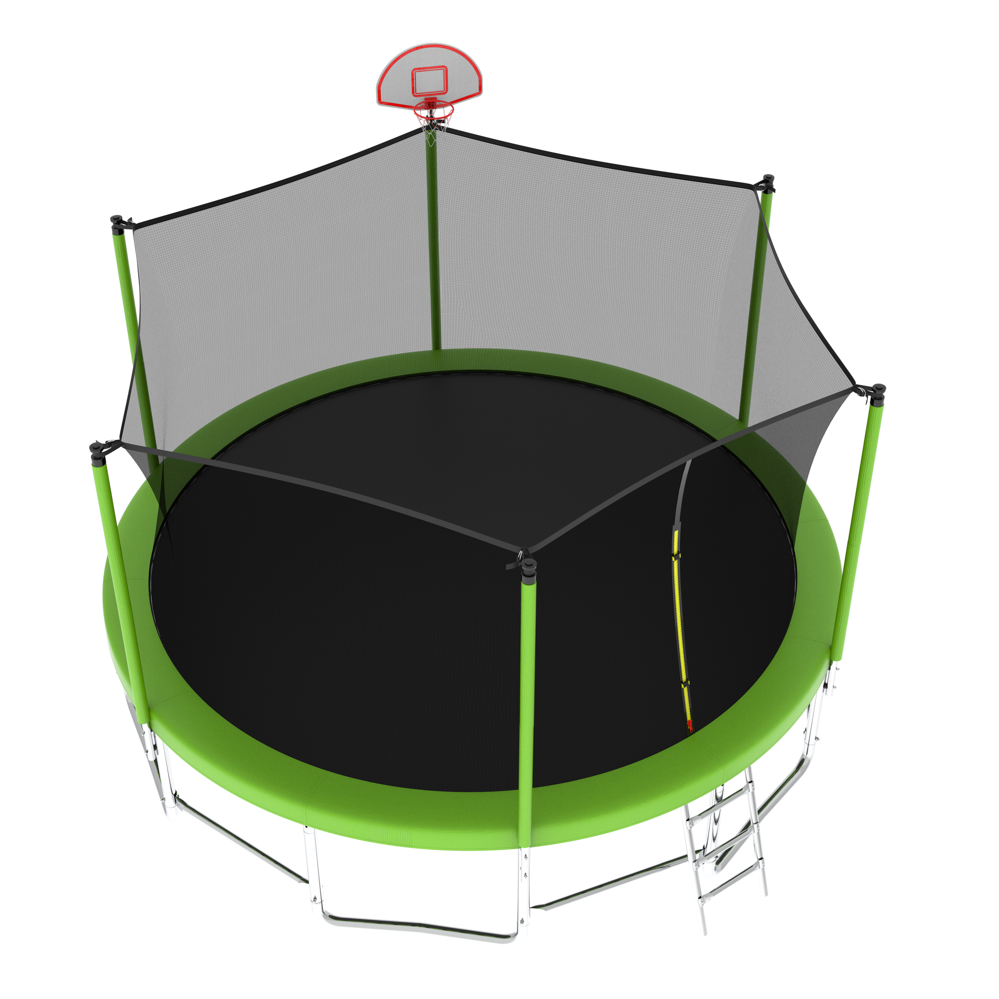 16Ft Trampoline With Balance Bar & Basketball Hoop&Ball, Astm Approved Reinforced Type Outdoor Trampoline With Enclosure Net Green Steel