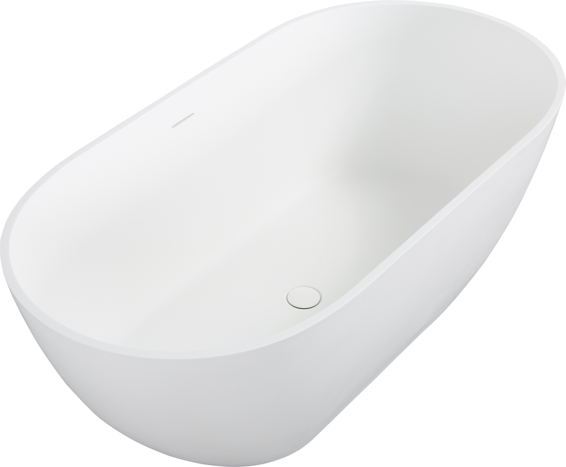 69" Freestanding Solid Surface Bathtub, Luxury Handcrafted Stone Resin Freestanding Soaking Bathtub With Overflow And Pop Up Drain, Matte White 24S03 69Mw White Freestanding Tubs Solid Surface