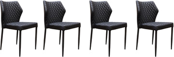 Diamond Tufteddining Chair With Metal Legs, Black, Set Of Four Black Metal