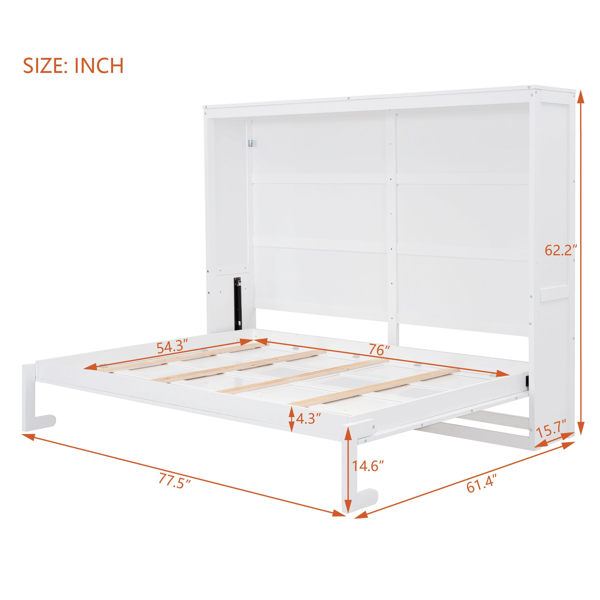 Full Size Murphy Bed Wall Bed,White Full White Plywood