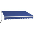 Outsunny 13' X 8' Retractable Awning, Patio Awnings, Sunshade Shelter W Manual Crank Handle, Uv & Water Resistant Fabric And Aluminum Frame For Deck, Balcony, Yard, Dark Blue Dark Blue Aluminum