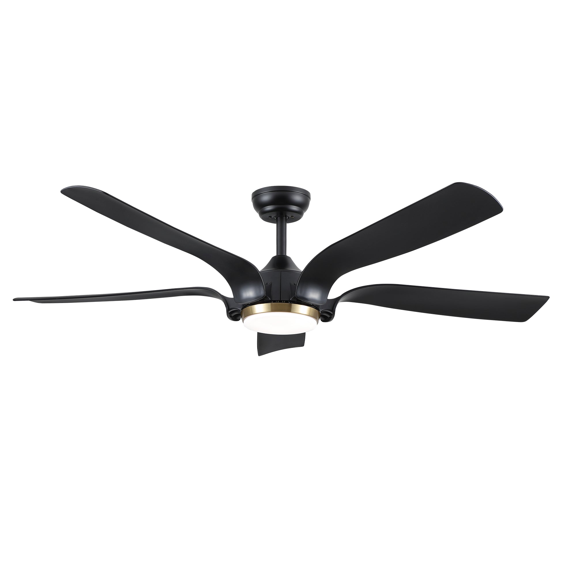 Smart 56" Integrated Led Ceiling Fan With Antique Brown Blades In Matte Black Fan Body Finish Black Abs