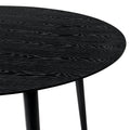 Round Dining Table With Wood And Tapered Legs, Black Black Wood