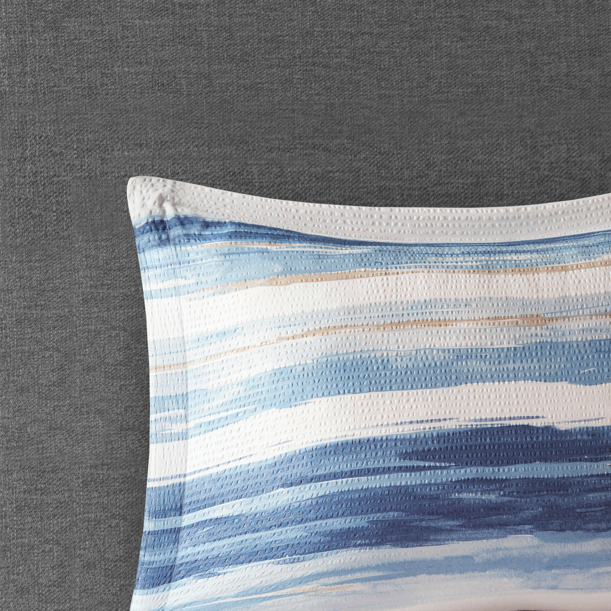 8 Piece Printed Seersucker Comforter And Quilt Set Collection Blue King Cal King King Blue Polyester