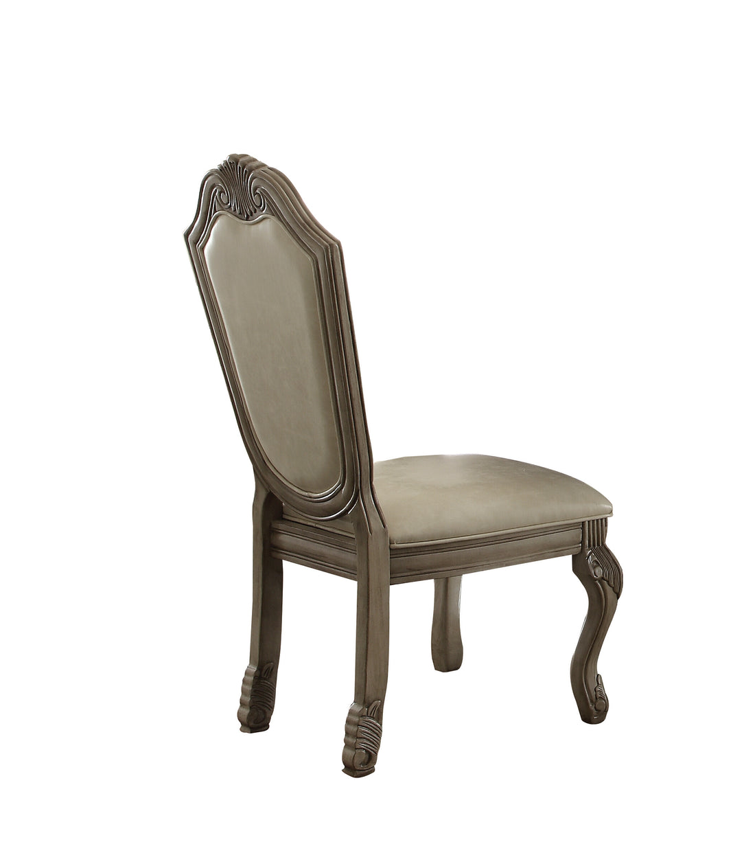 Chateau De Ville Side Chair Set 2 , Synthetic Leather & Antique White 64067A White Upholstered