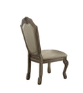 Chateau De Ville Side Chair Set 2 , Synthetic Leather & Antique White 64067A White Upholstered