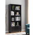 Modern Bookcase With 4 Shelves 2 Drawers In Distressed Red Cocoa Dark Brown Mdf