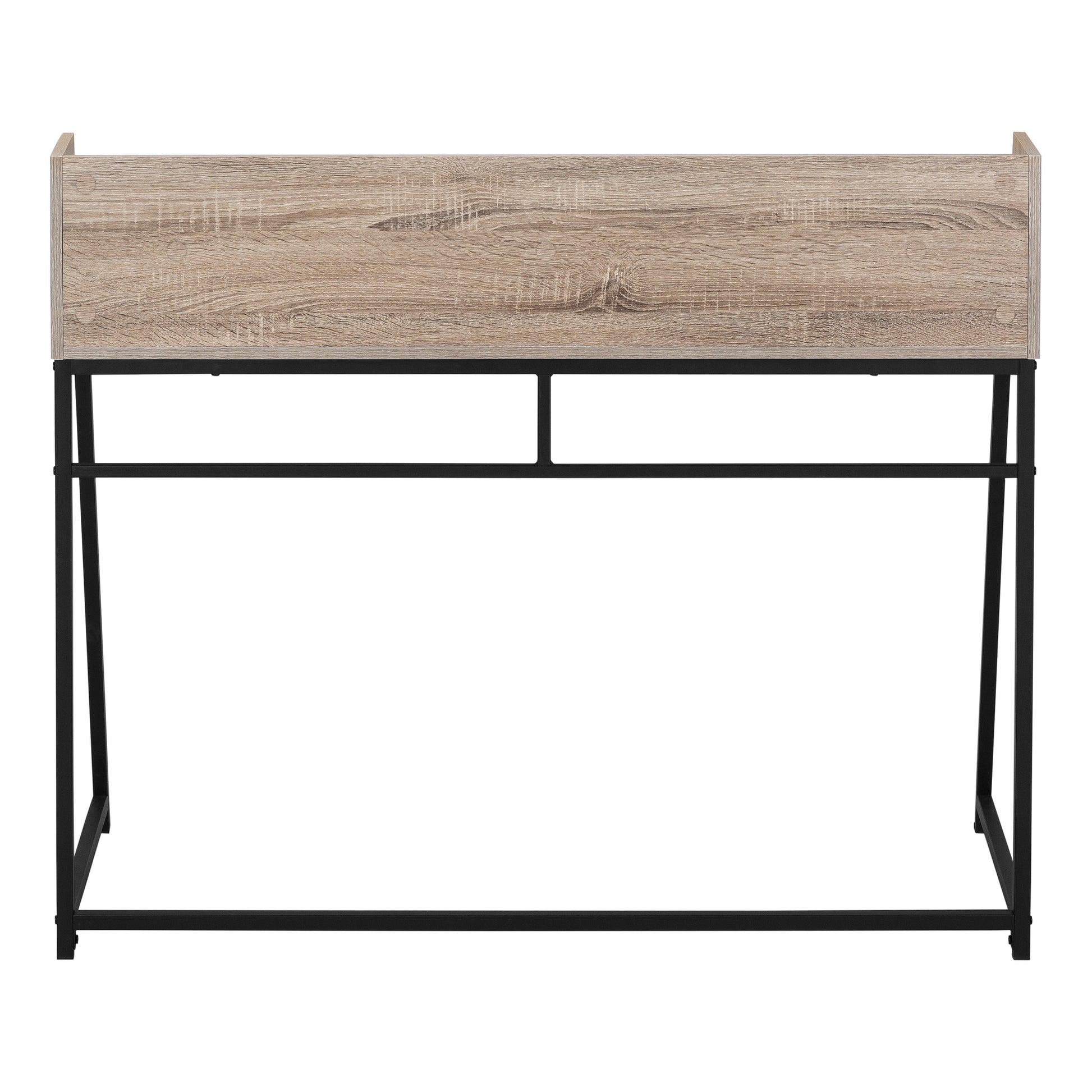 Computer Desk, Home Office, Laptop, Storage Shelves, 48"L, Work, Brown Laminate, Black Metal, Contemporary, Modern Taupe Particle Board