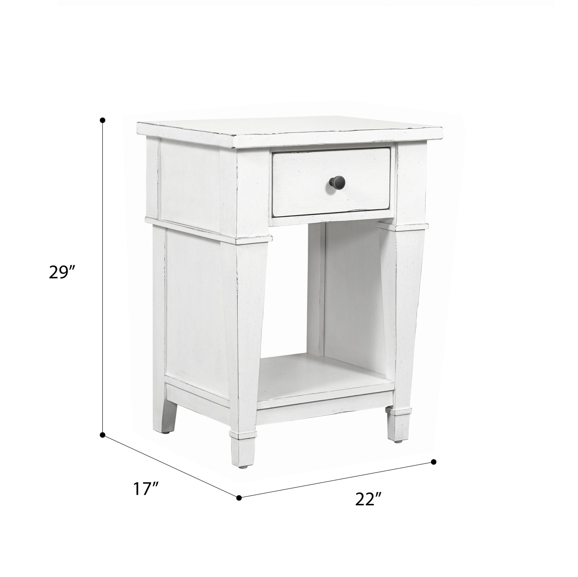 Coastal White 1 Drawer Nightstand White Engineered Wood