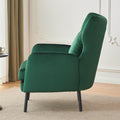 Wing Back Velvet Accent Chair, Modern Living Room Armchair Comfy Upholstered Single Sofa Chair For Bedroom Dorms Reading Reception Room With Metal Legs & Pillow, Green Green Velvet