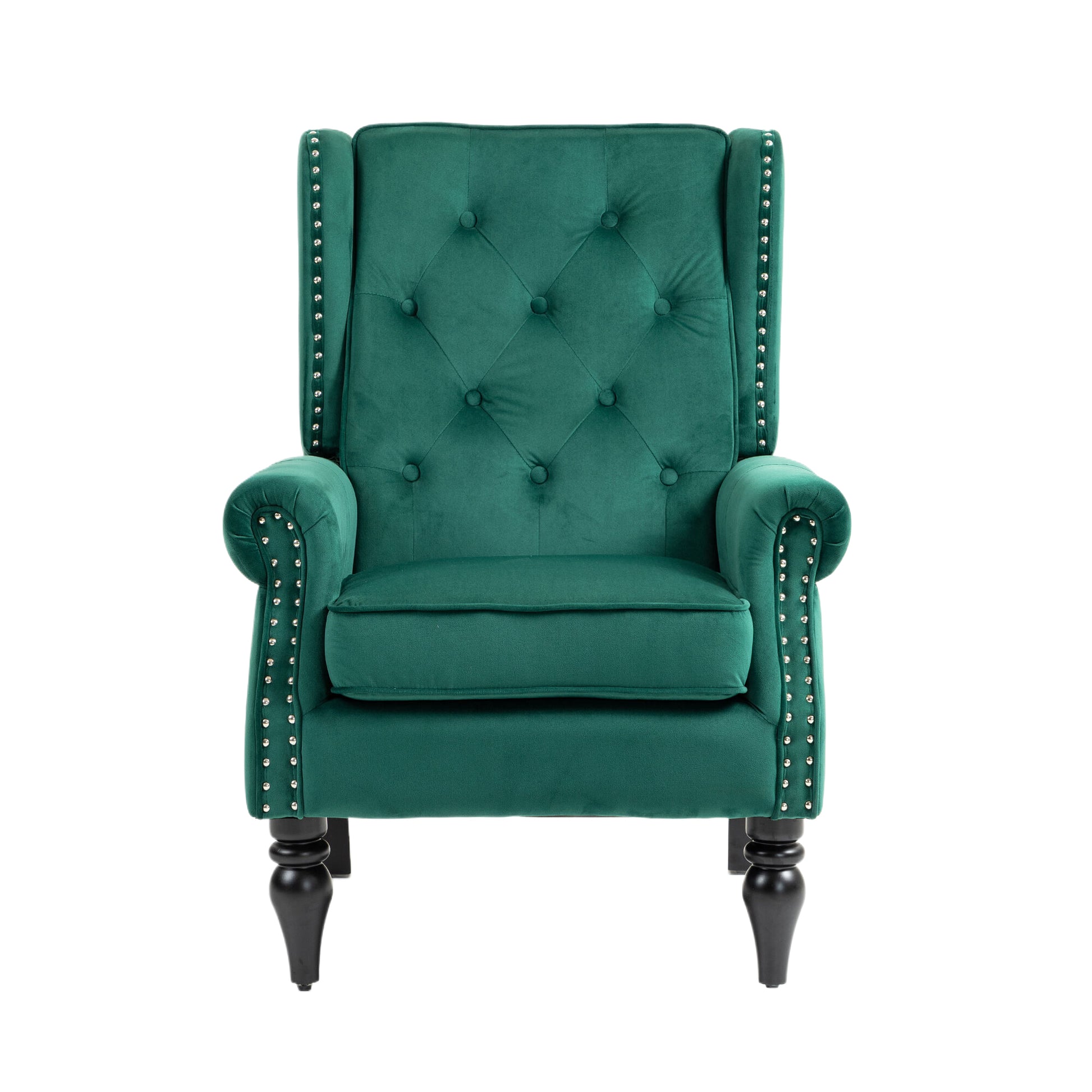 Coolmore Wood Frame Armchair, Modern Accent Chair Lounge Chair With Sturdy Wood Legs For Living Room Bedroom Green Green Primary Living Space Foam Velvet