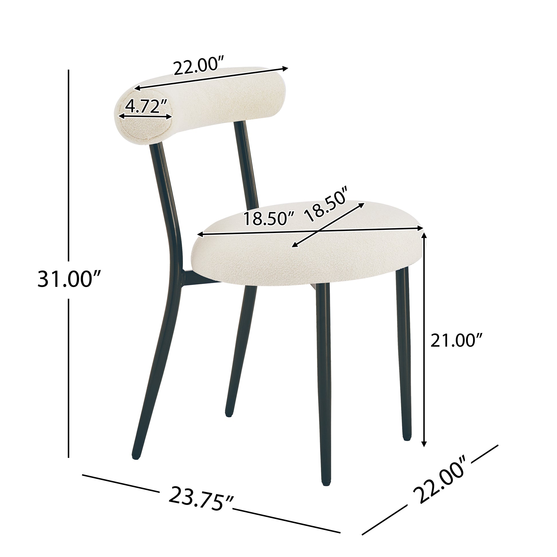 Dining Chair Set Of 2 White Fabric