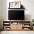 Classic 2 Door Storage Tv Stand For Tvs Up To 75 Inches Coastal Oak Light Brown 70 79 Inches Mdf Mdf