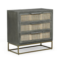 Mango Wood Natural Cabinet With 3 Drawers Grey Wood