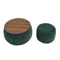 Round Storage Ottoman, 2 In 1 Function, Work As End Table And Ottoman,With Small Seat,Green 25