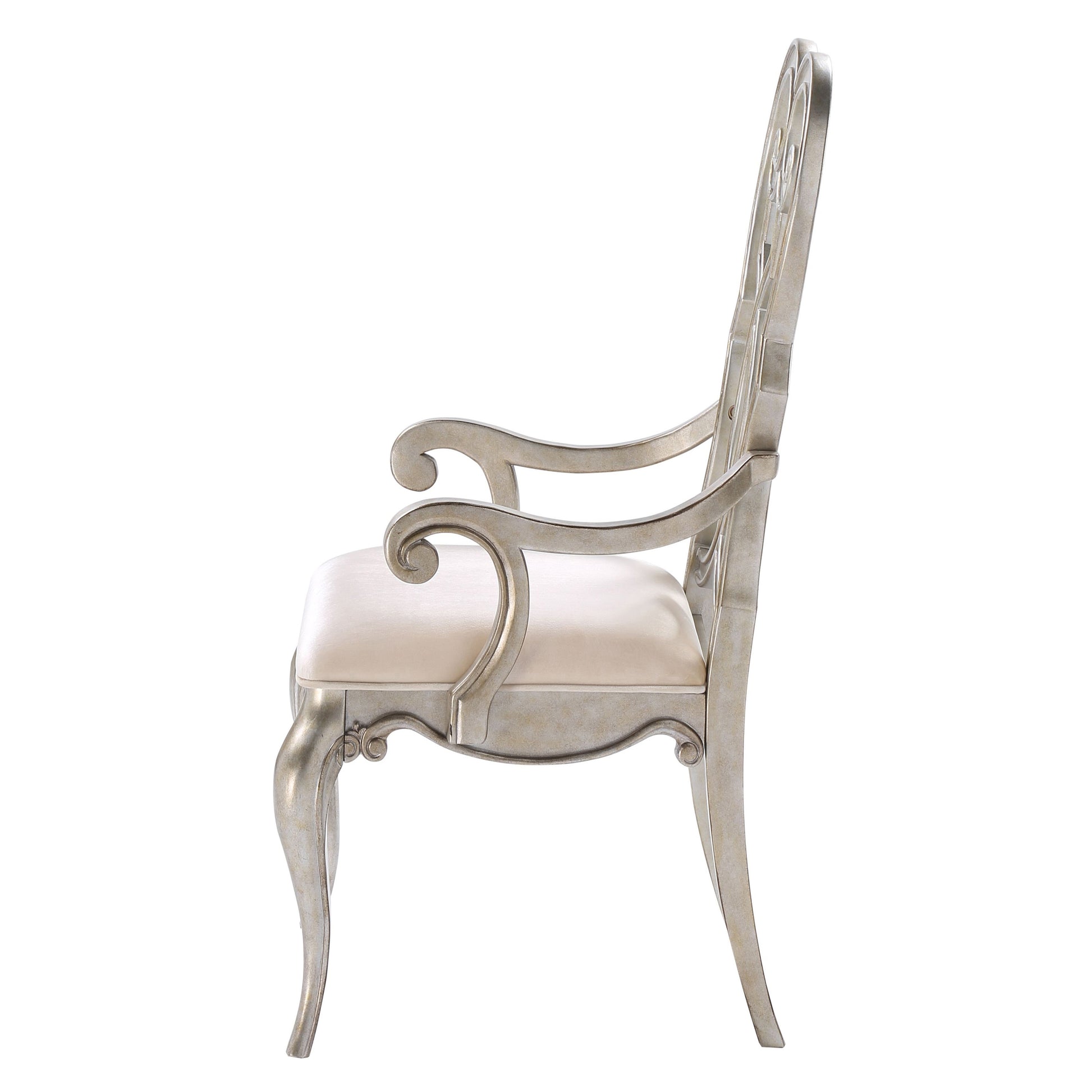 Madigan Ivory And Antique Champagne Arm Chairs Set Of 2 Ivory Dining Room Glam Poplar Set Of 2 Wood Fabric