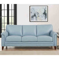Westcott Leather Sofa Blue Memory Foam Genuine Leather 3 Seat