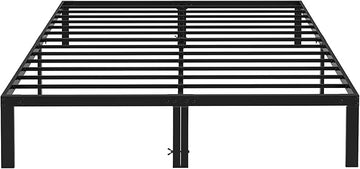 King Size Bed Frame, 14 Inch Platform Bed No Box Spring Needed, Sturdy Metal Bed Frame King Size, Storage Space Under The Bed Heavy Duty Frame Bed, Black Black Metal