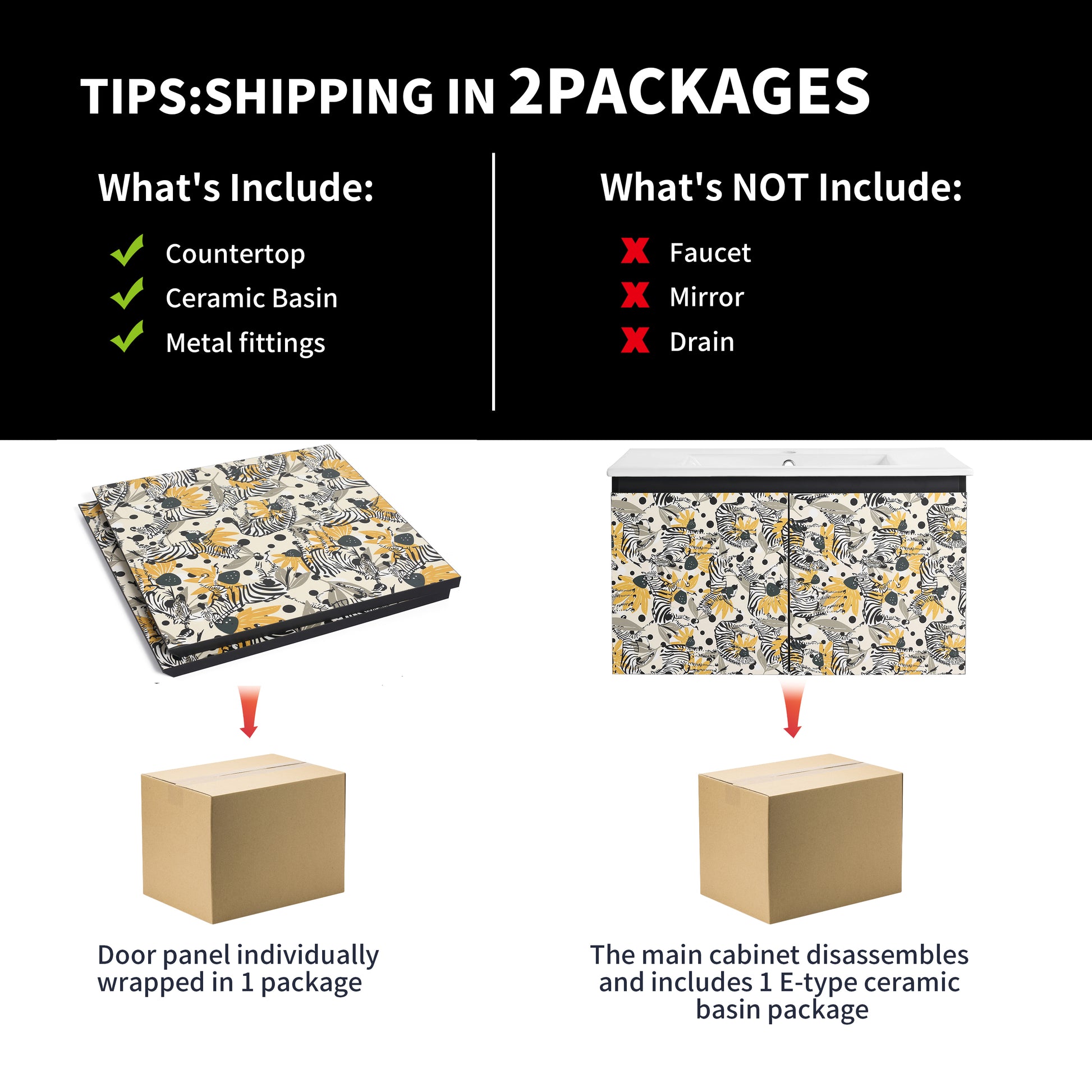 30'' Floating Wall Mounted Bathroom Vanity With Ceramics Sink & Soft Close Cabinet Door, Kd Package Black Bathroom Modern Plywood