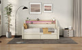 Twin Size Daybed With Storage Drawers, Upholstered Daybed With Charging Station And Led Lights, Beige Expect Arrive Date: Jun.,20Th. Twin Beige Pu Leather