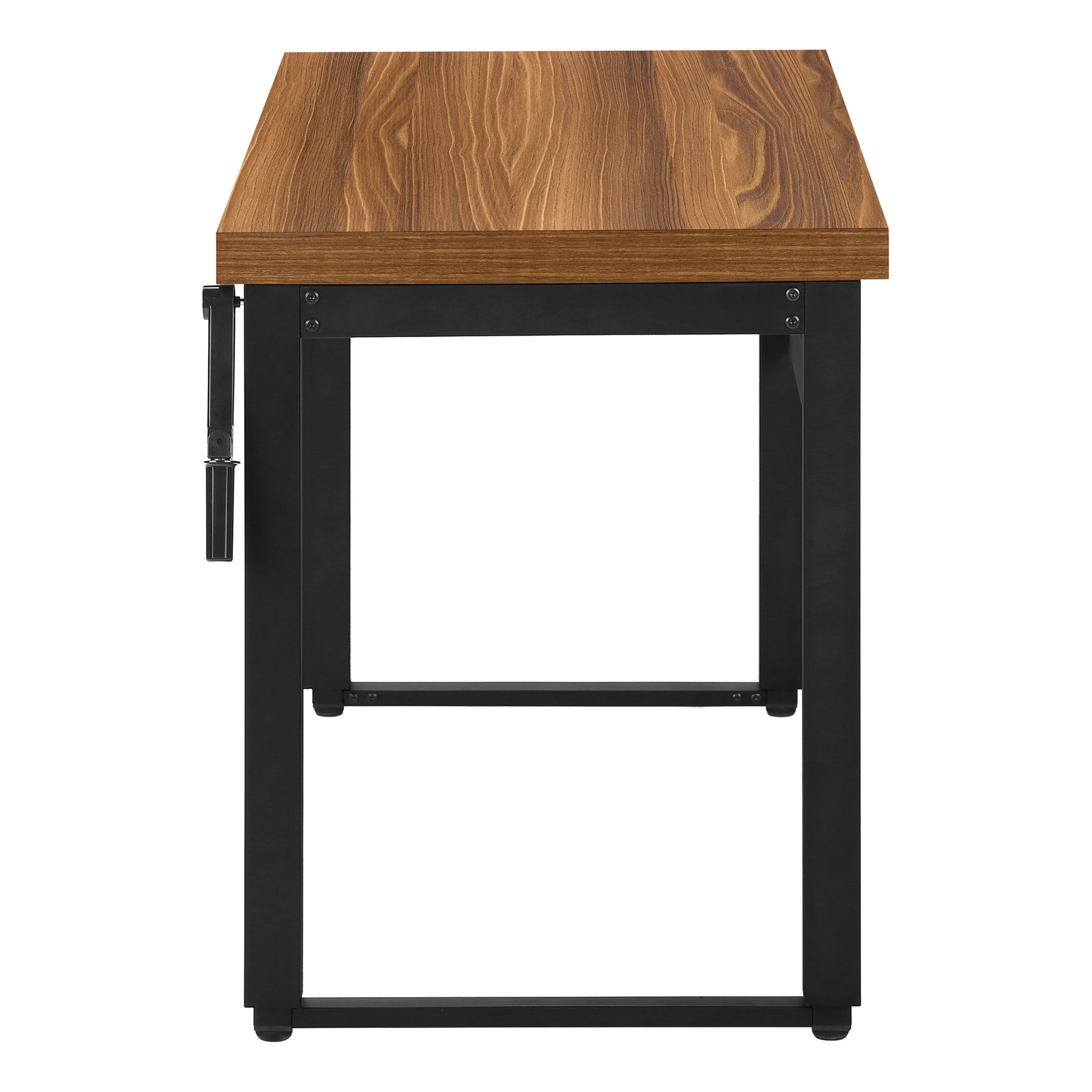 Computer Desk, Home Office, Standing, Adjustable, 48"L, Work, Laptop, Walnut Laminate, Black Metal, Contemporary, Modern Walnut Particle Board