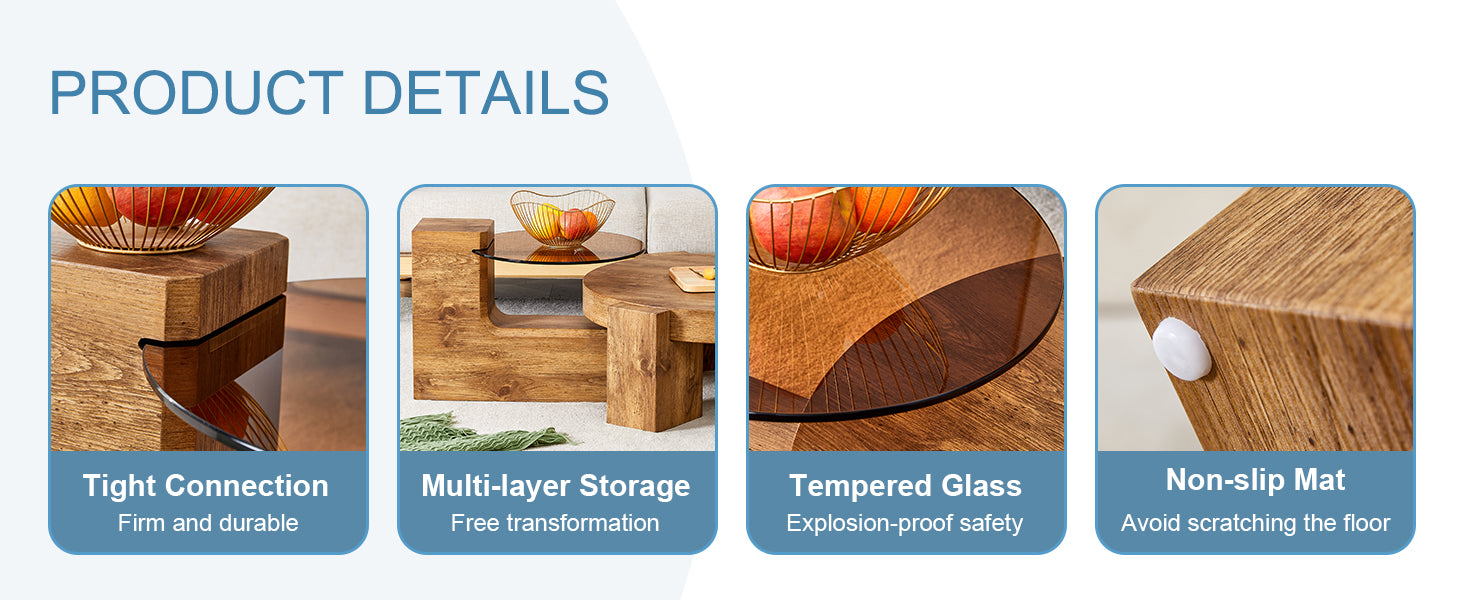 The Detachable Double Decker Coffee Table, The Stylish Design Is More Precious, And The Detachable Design Can Make The Use Of Space More Flexible And Suitable For Various Scenes. Wood Mdf