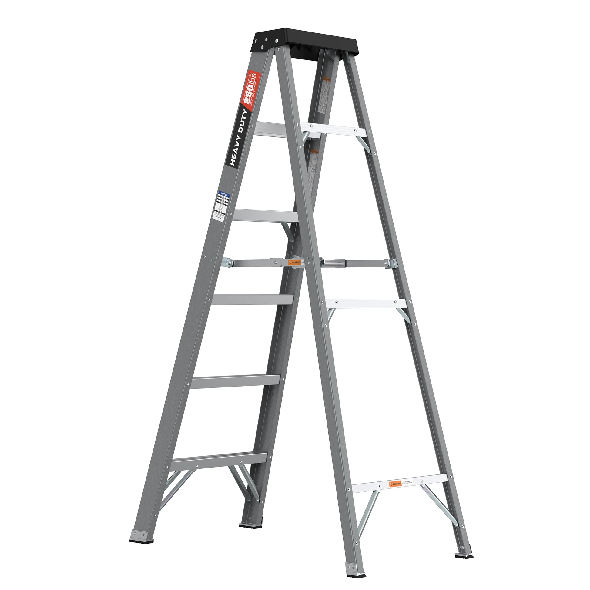 6 Fibreglass Step Ladder Series 250Lbs Grey Fiberglass