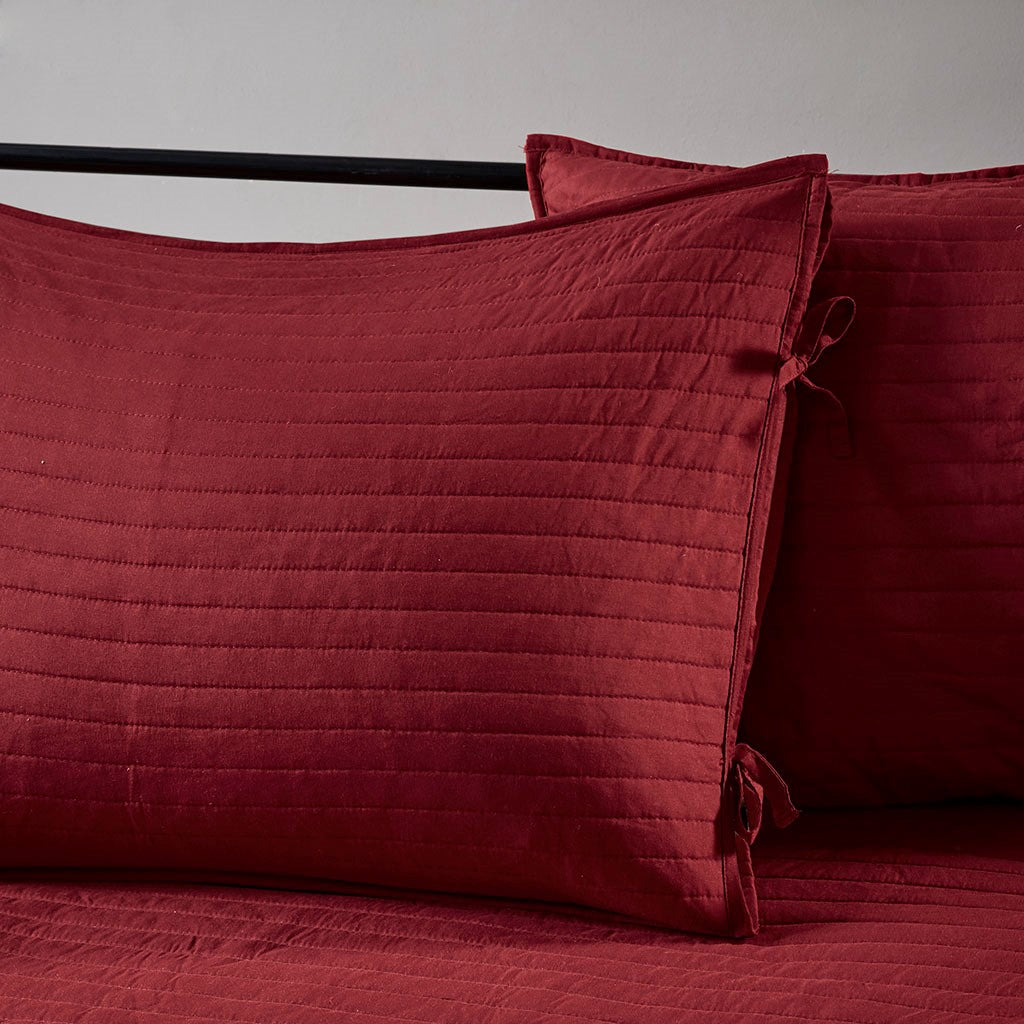 6 Piece Reversible Plaid Daybed Cover Set Red Daybed Red Microfiber