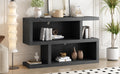 Retro Console Table With Symmetrical 2 Tier Open Shelf For Entryway And Living Room Black Black Mdf