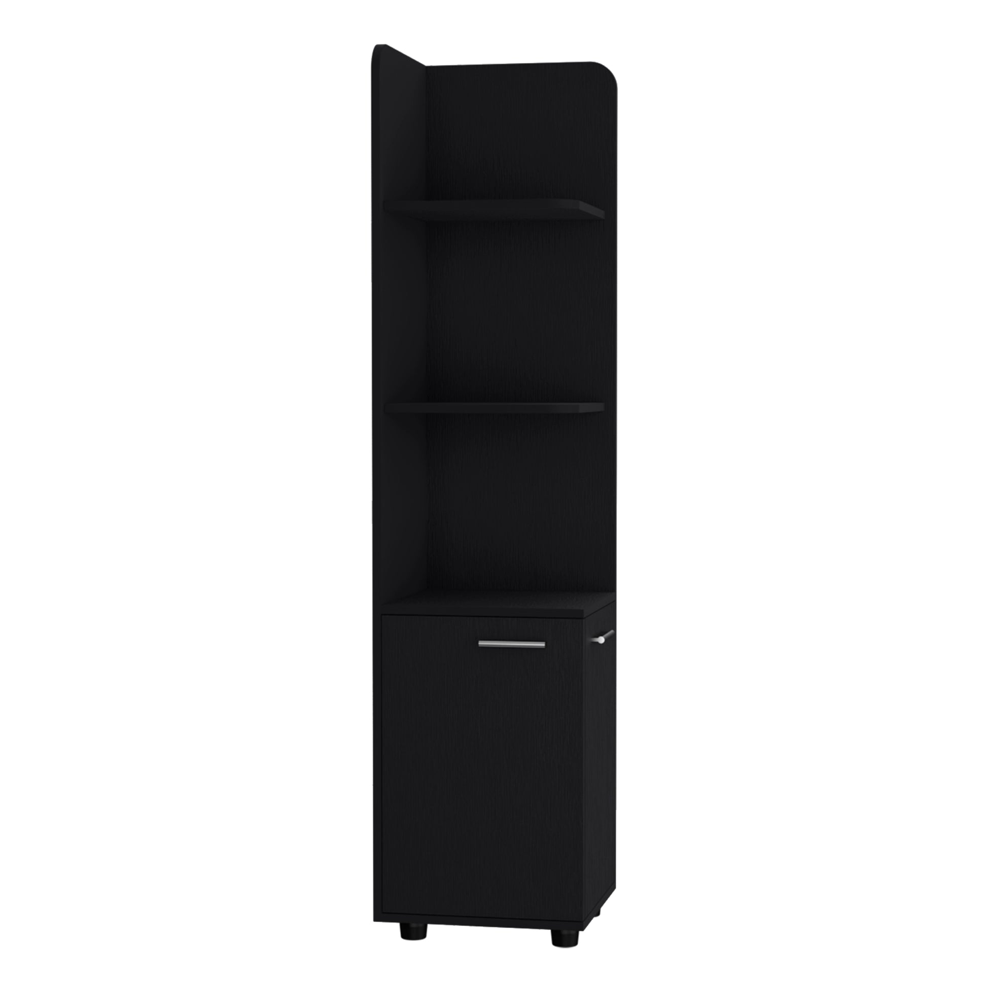 Malibu 62" Tall Double Door Corner Linen Cabinet With Four Shelves Black 60 In & Above Mountain Lodge Particle Board