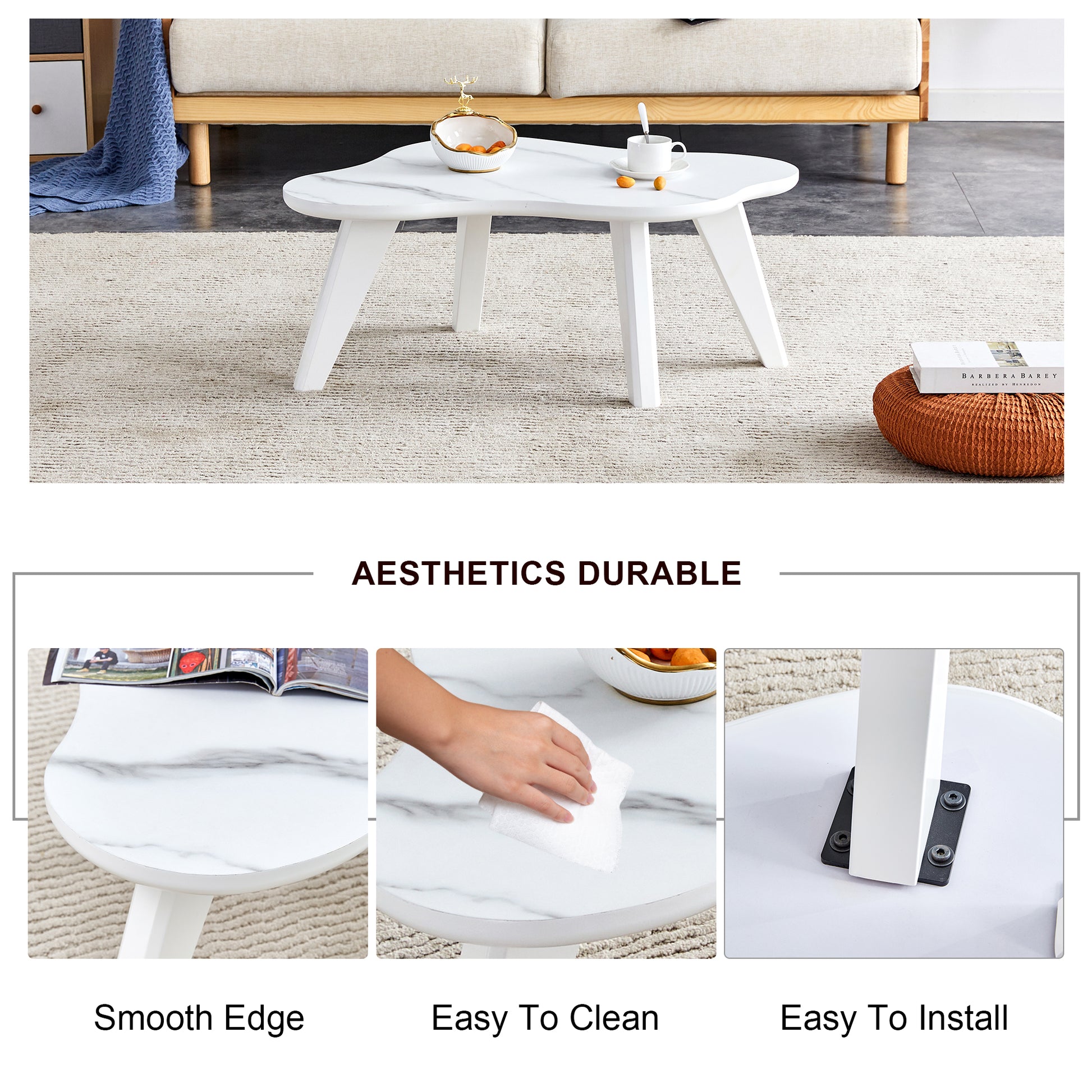 Modern Minimalist White Table Top. Cloud Shape Gives You A Experience, Computer Desk. The Game Table. Suitable For Dining And Living Rooms. White Mdf