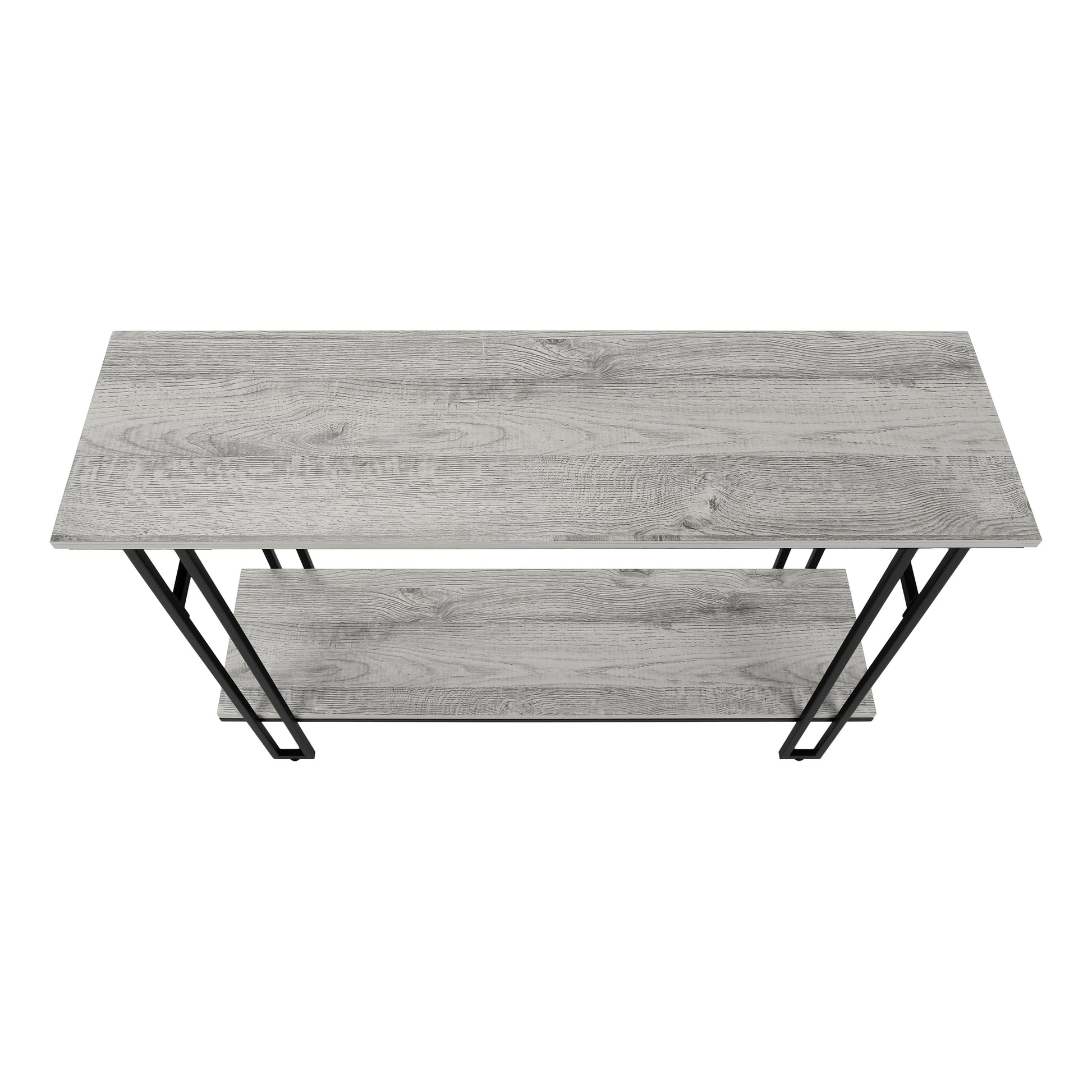 Accent Table, Console, Entryway, Narrow, Sofa, Living Room, Bedroom, Grey Laminate, Black Metal, Contemporary, Modern Grey Metal