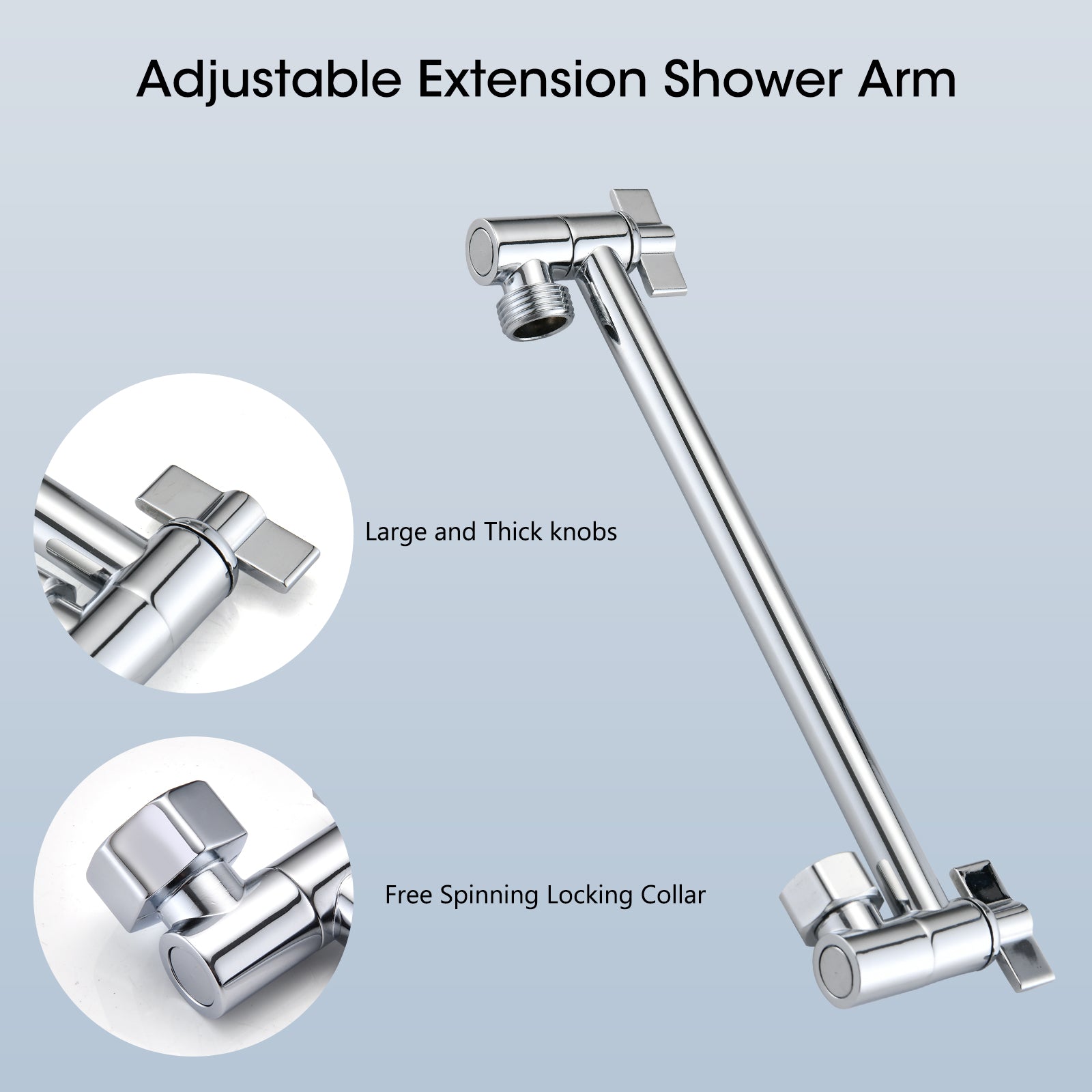 10" Chrome Rainfall Shower Head And Handheld Combo With 11" Extension Arm, 6 Spray Modes Chrome Stainless Steel