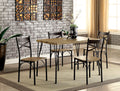 Dark Bronze Metal Kitchen 5Pc Dining Set Dining Table And 4X Side Chairs Paper Veneer X Cross Back Design Dining Room Furniture Metal Wood Natural Multi Seats 4 Metal Dining Room Solid Wood