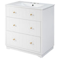 Video 30 Inch Modern White Bathroom Vanity Cabinet With Two Drawers White Solid Wood Mdf