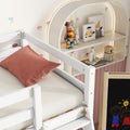 Twin Size High Loft Bed With Inclined Ladder, Guardrails,White Twin White American Design Pine