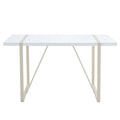 Industrial Rectangular Mdf Cream Style Dining Table For 4 6 People With 1.5 Inch Thick Mdf Top And White Metal Legs Frame For Work Desk, Kitchen, Terrace, Dining Room White Mdf Metal