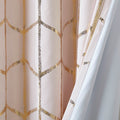 Total Blackout Metallic Print Grommet Top Curtain Panel Only 1 Pc Panel Blush Gold Microfiber