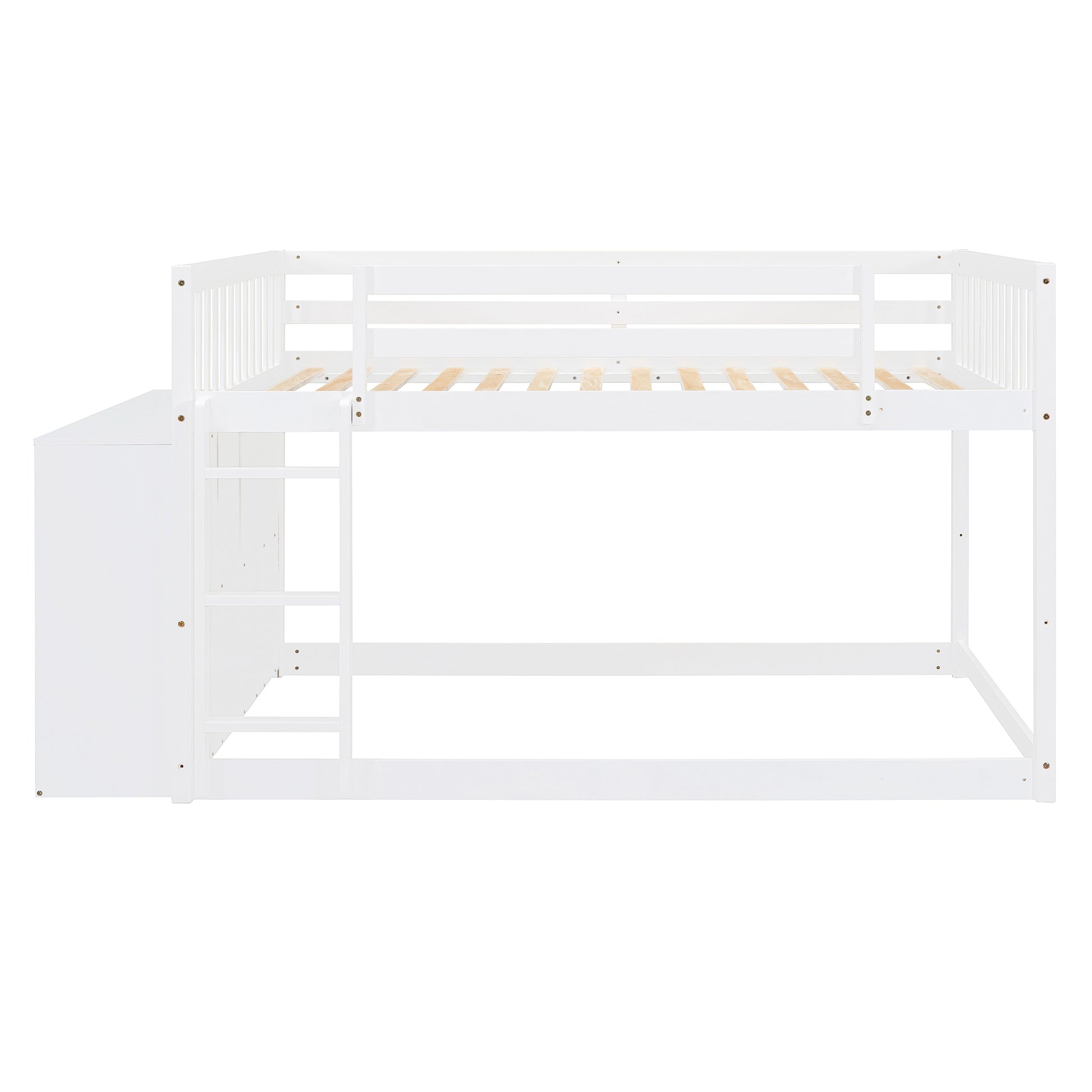 Full Over Full Bunk Bed With 4 Drawers And 3 Shelves White Full White Solid Wood