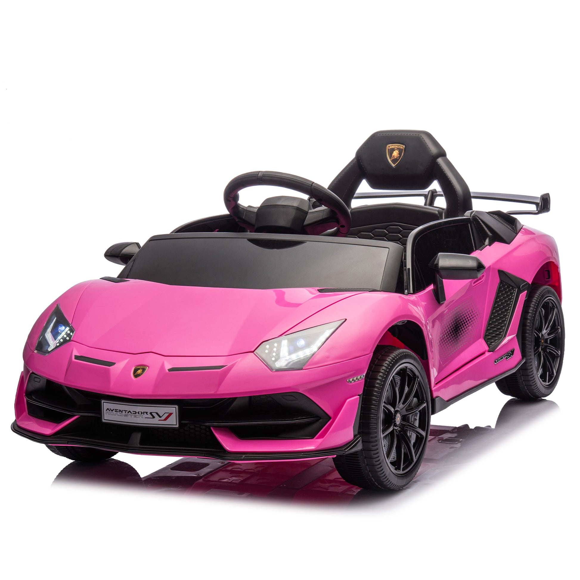12V Kids Ride On Car W Parents Remote Control,Licensed Lamborghini Aventador Xago,Hydraulic Pressure Door,Slow Start,Early Education,Bluetooth,Adjustable Volume,Mp3,Usb,Led Lights For Kids Aged 2 4. Pink 50 99 Lbs Polypropylene