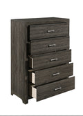 Dark Gray Finish Storage Drawers Chest 1Pc Chrome Tone Handles Contemporary Design Bedroom Furniture Dark Gray Bedroom Contemporary Wood