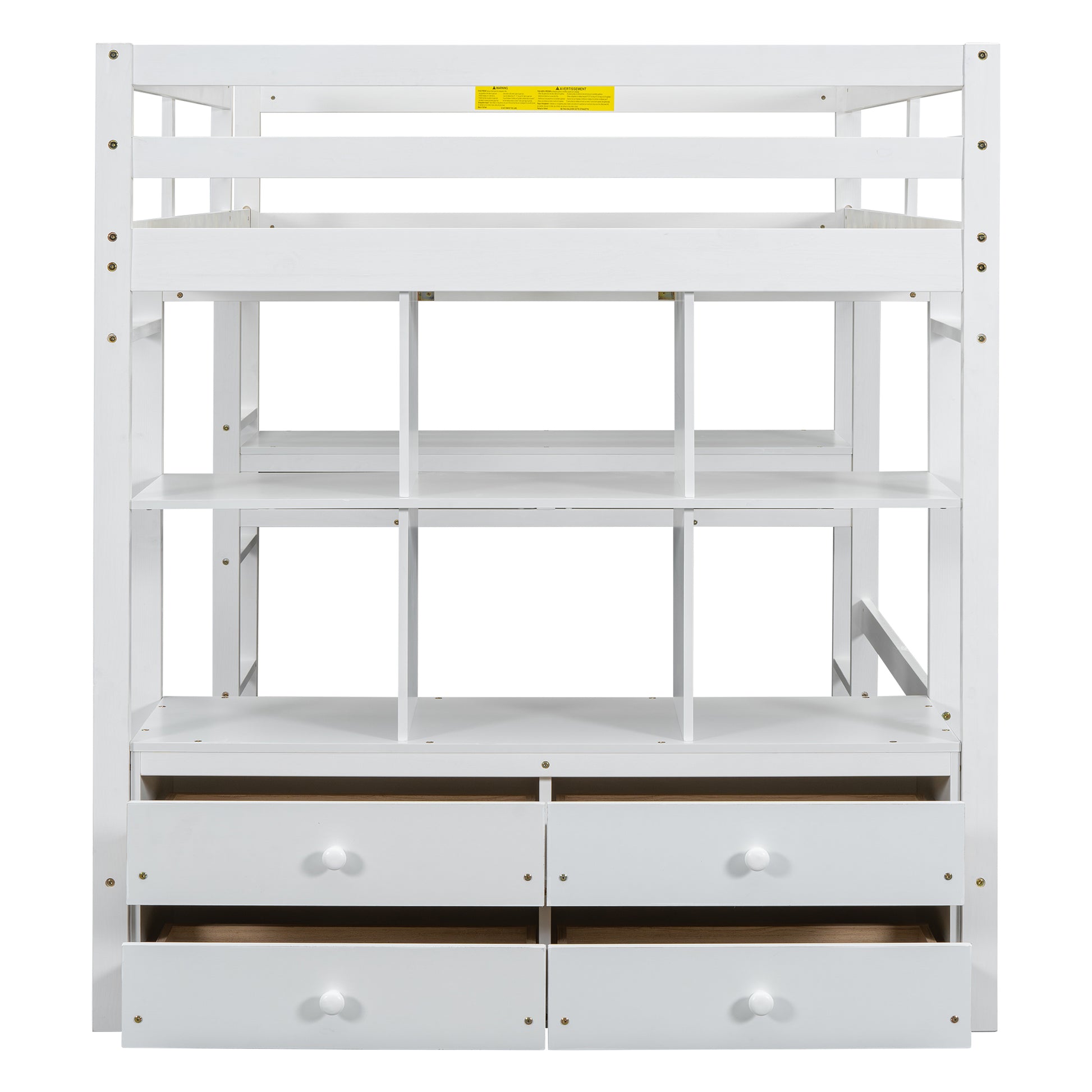 Full Size Loft Bed With Built In Desk With Two Drawers, And Storage Shelves And Drawers,White Old Sku:Gx000320Aak 1 Box Spring Not Required Full White Wood Bedroom Pine