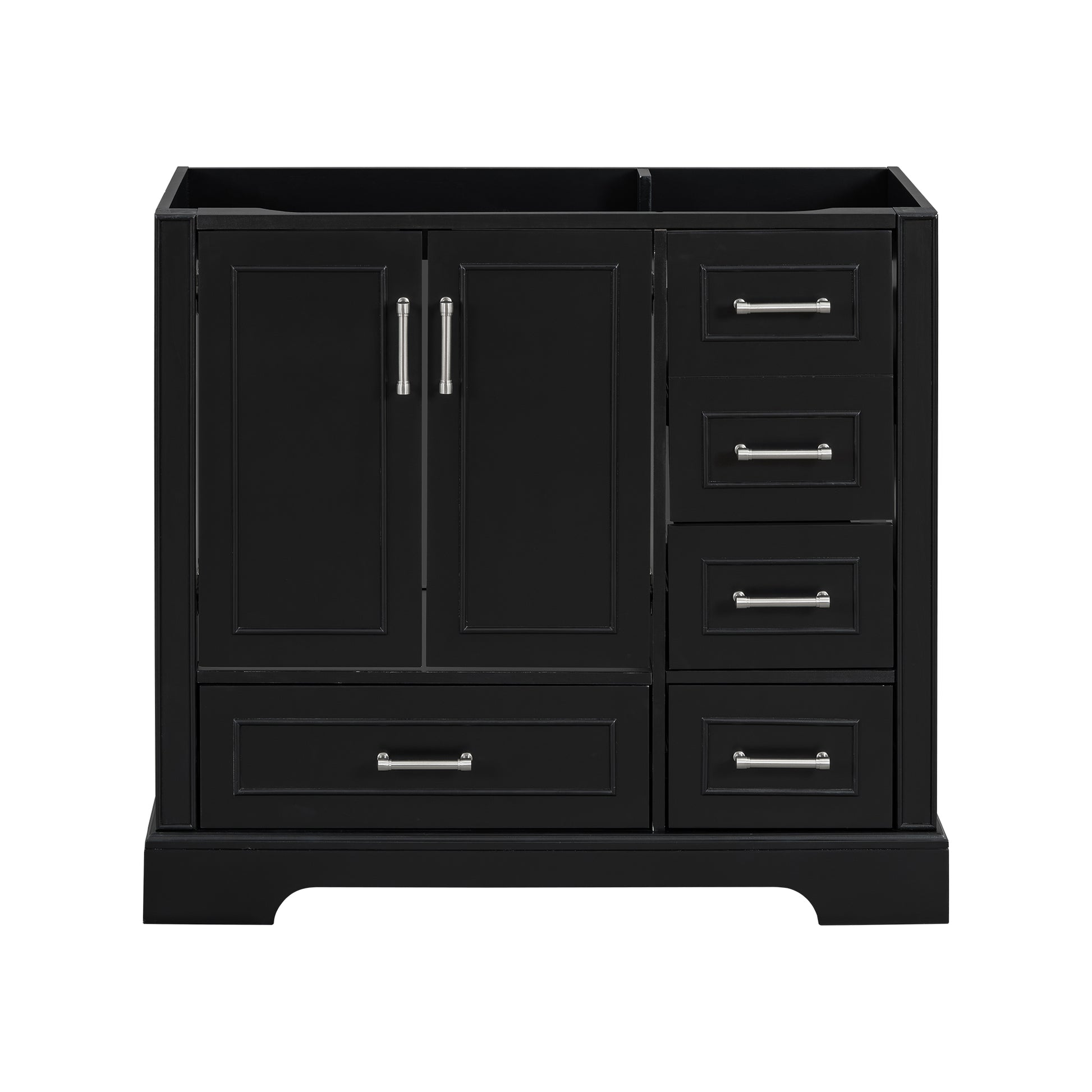 Cabinet Only 36" Black Traditional Bathroom Vanity Sink Not Included Black Bathroom American Traditional Solid Wood Mdf